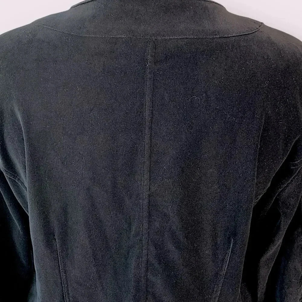 Chico's Vintage Casual Velvet Cropped Open Blazer Jacket Lined Size XL/16 Black - Picture 9 of 16